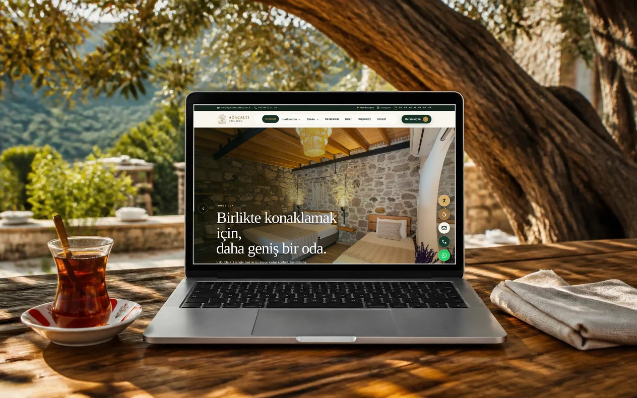Ağaçaltı Küçükköy Butik Otel & Restaurant – Web Tasarım projesi mockup görseli