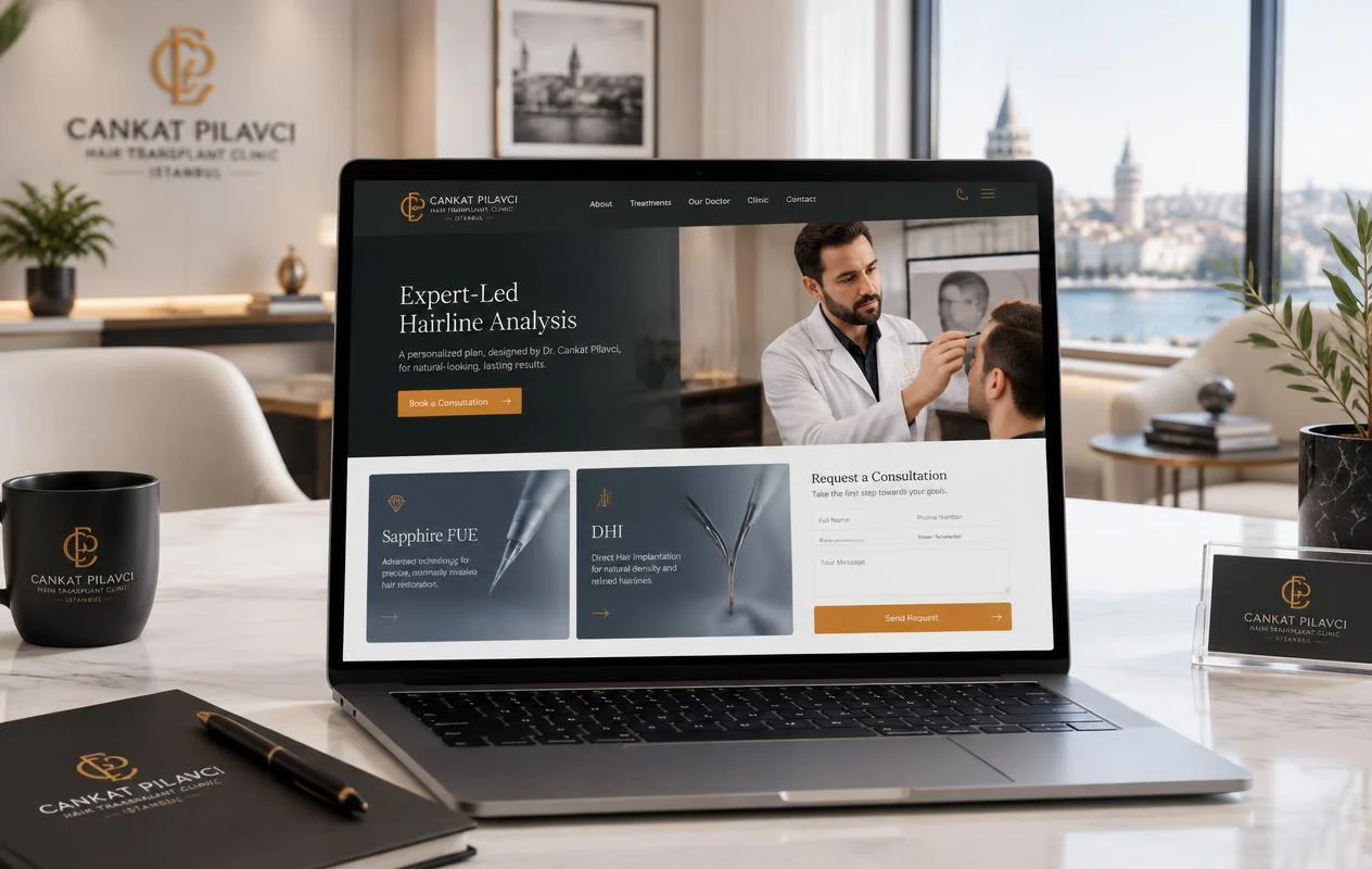 Cankat Pilavcı Saç Ekimi Kliniği Web Sitesi – mockup görseli