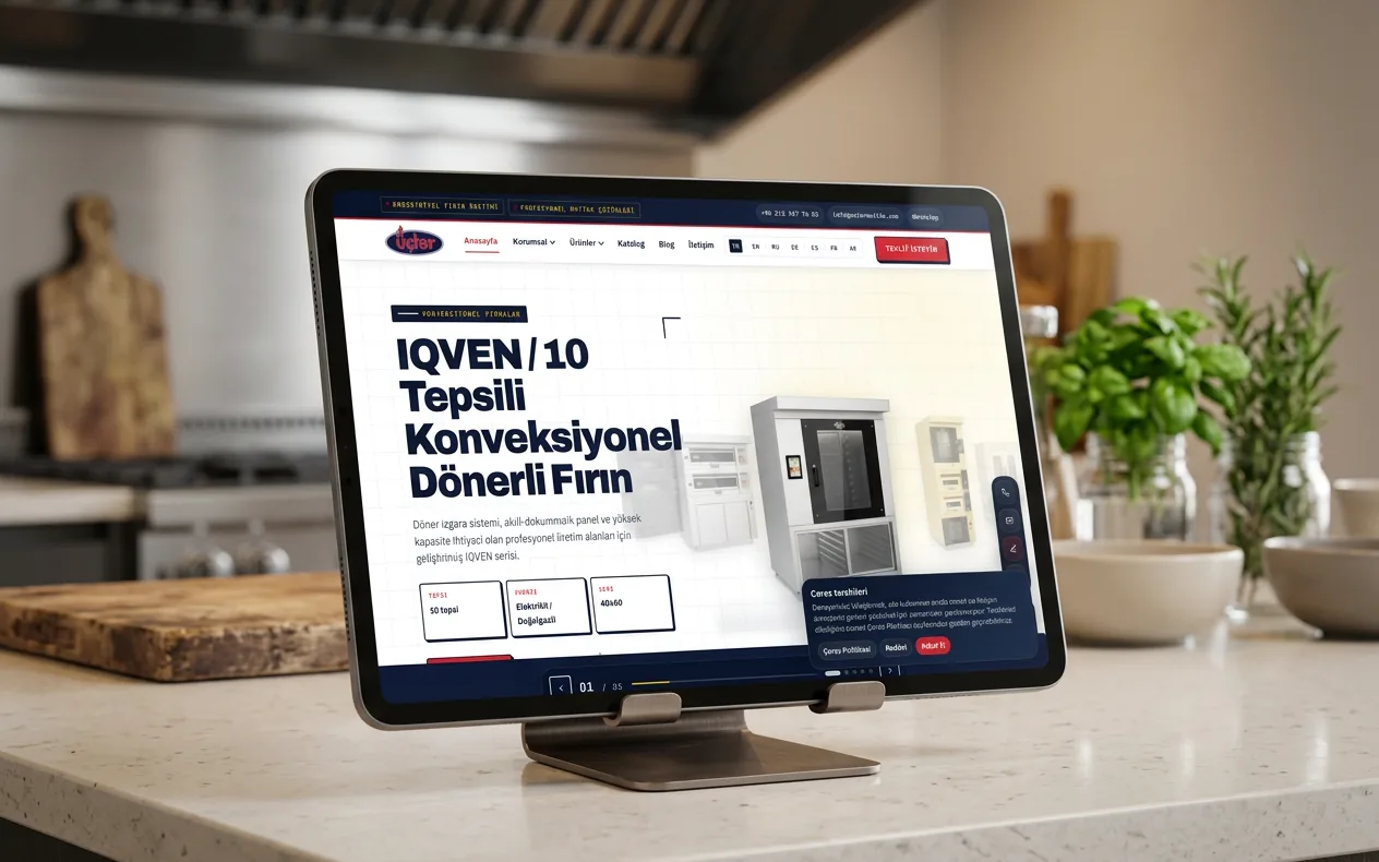 Üçler Mutfak Web Sitesi – E-Ticaret projesi mockup görseli
